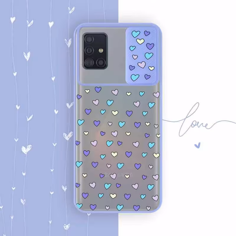 قاب گوشی سامسونگ Galaxy 71 پشت مات قلبی محافظ لنز کشویی