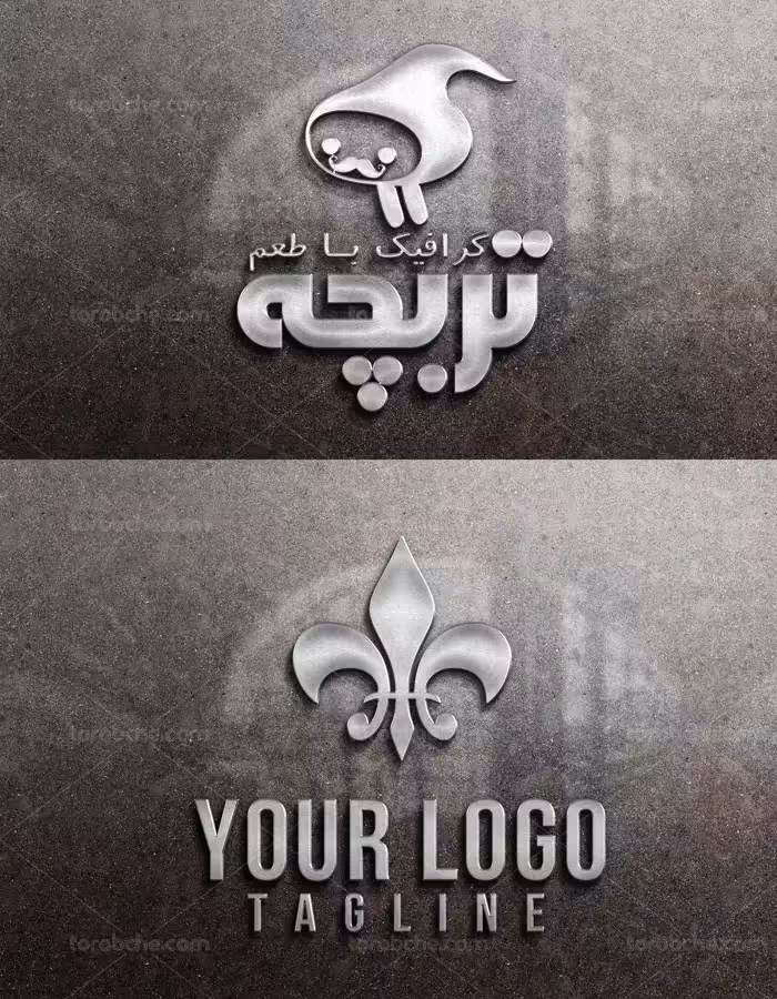 طرح لایه باز موکاپ لوگوی فلزی قلم خورده - گرافیک با طعم تربچه