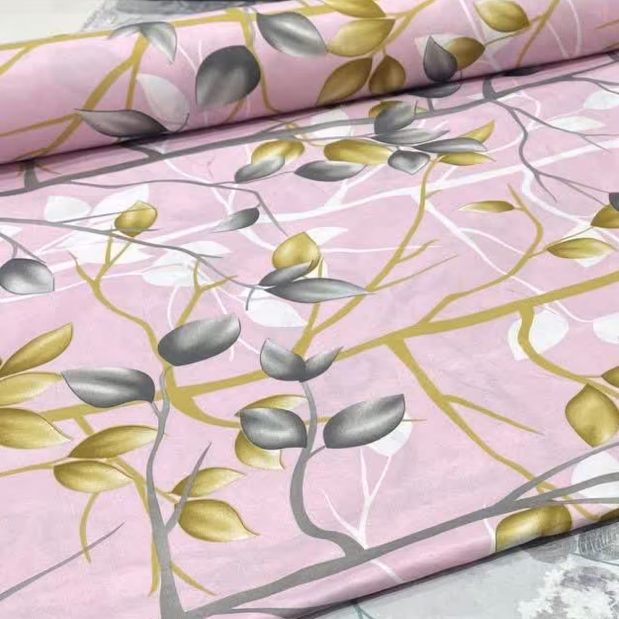 نیم ست ملحفه رو تختی و رو بالشی یک نفره، مدل روانداز،  200 در 120 سانتی متر،  ملافه،  روبالشتی رو متکایی صورتی طرح برگ