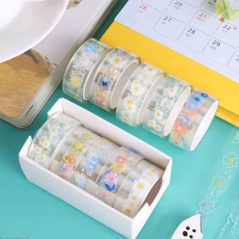 یک عدد چسب واشی شفاف طرح گل pvc