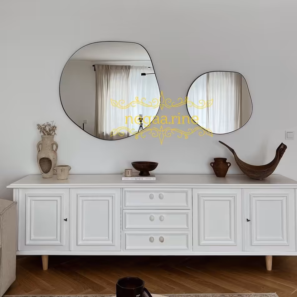 آینه دیواری دفرمه ی دو تیکه ابعاد 70×75_40×45