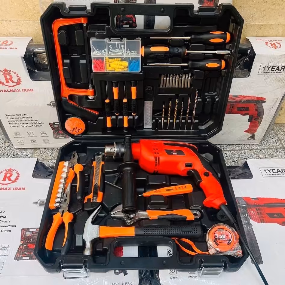 کیت 100 عددی دریل رویال چکشی با وسایل کامل