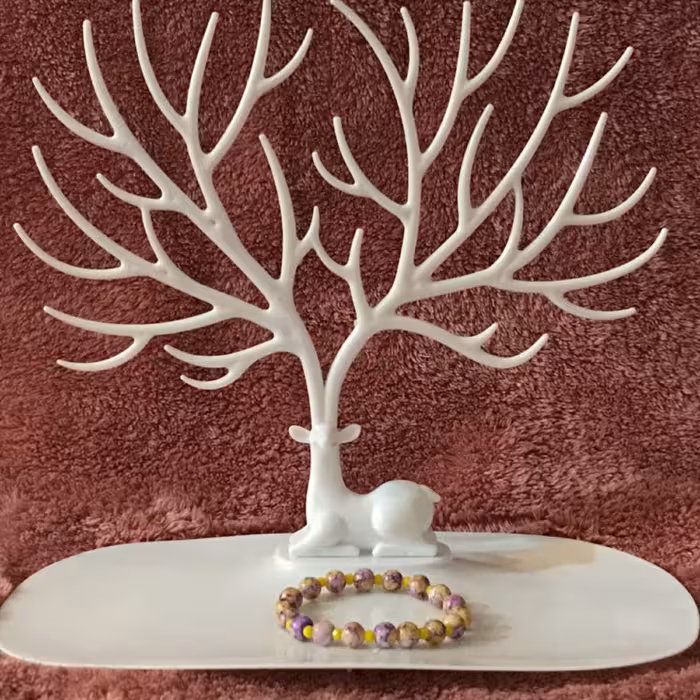 دستبند سنگ آبرنگی زرد بنفش