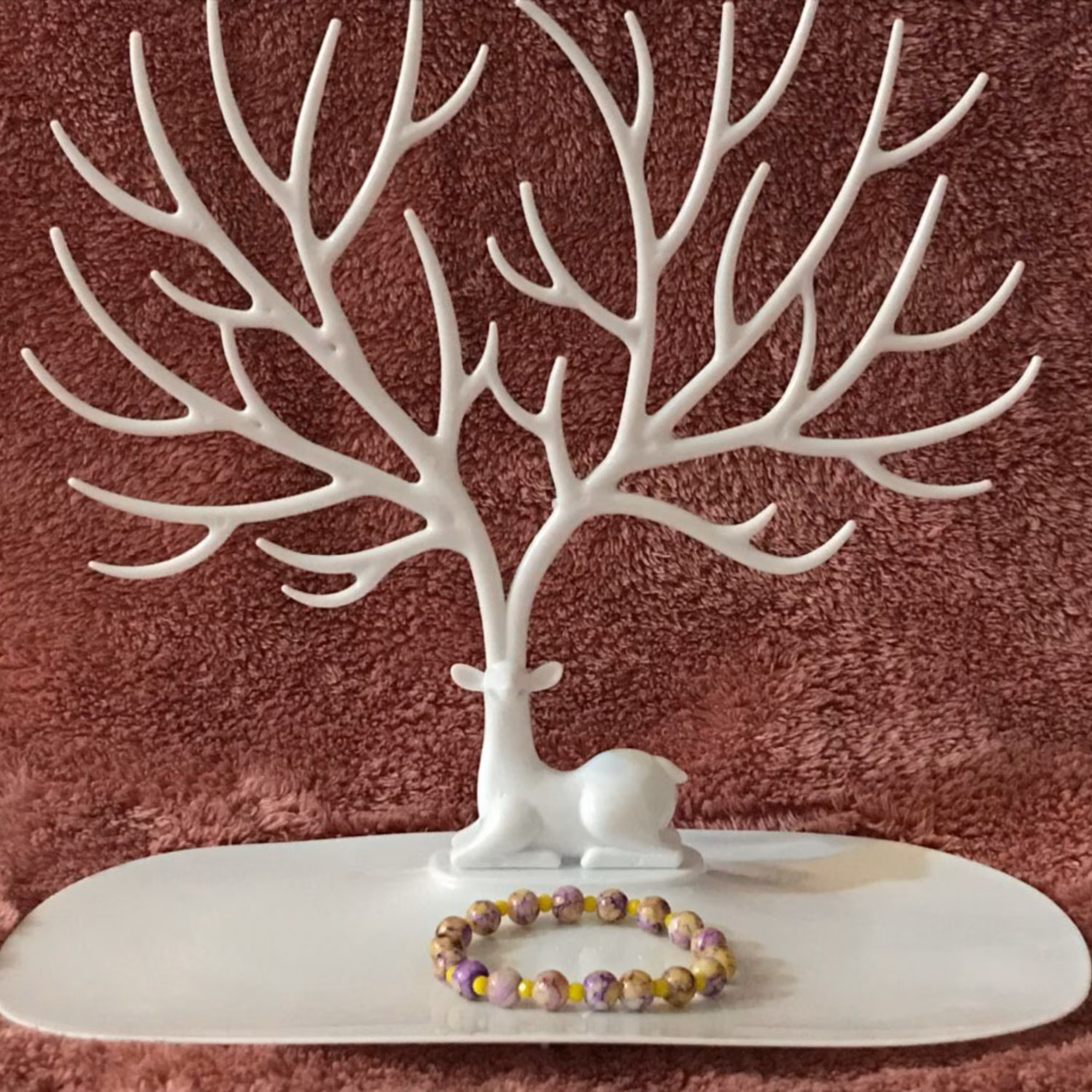 دستبند سنگ آبرنگی زرد بنفش