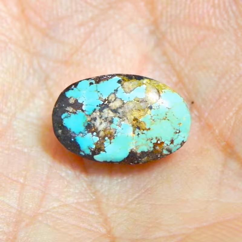 نگین فیروزه نیشابوری اصل معدنی تراش بیضی مناسب انگشتری کد7