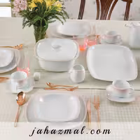 سرویس چینی زرین طرح مون بلان صورتی 98 پارچه