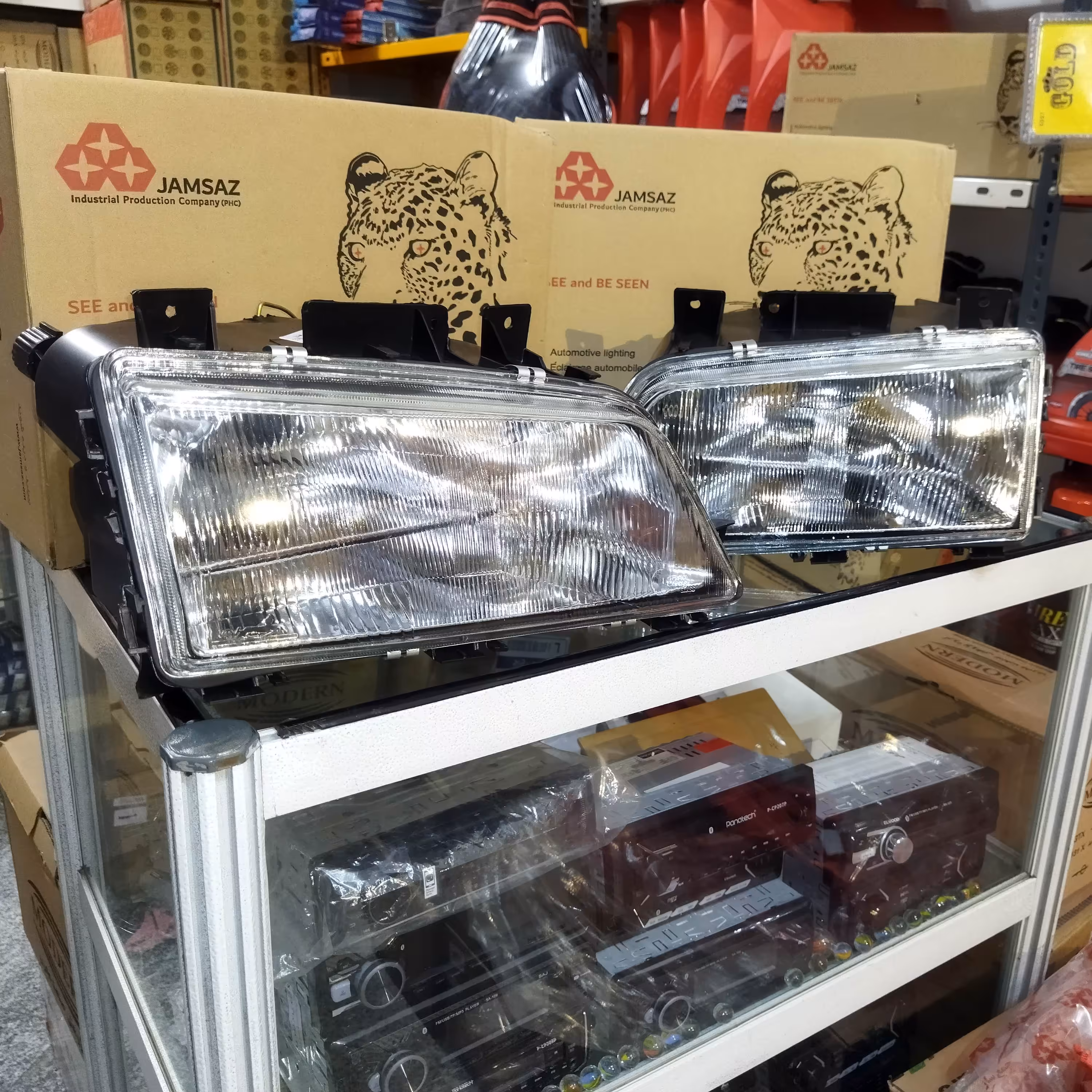 چراغ جلو پژو 405 جمع ساز لنز شیشه ای- جفت