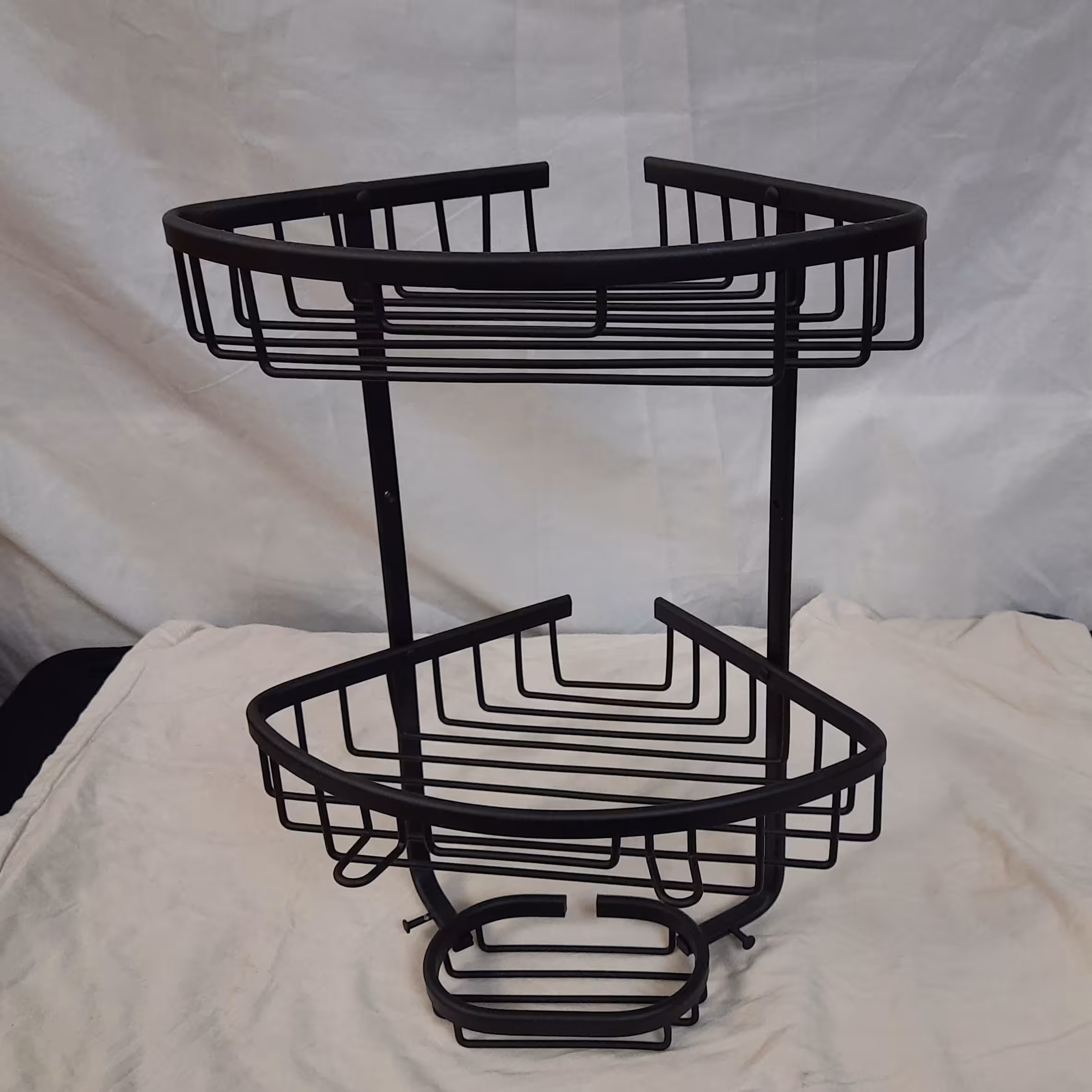 قفسه حمام مدل کنج  دو طبقه کف سیمی مشکی