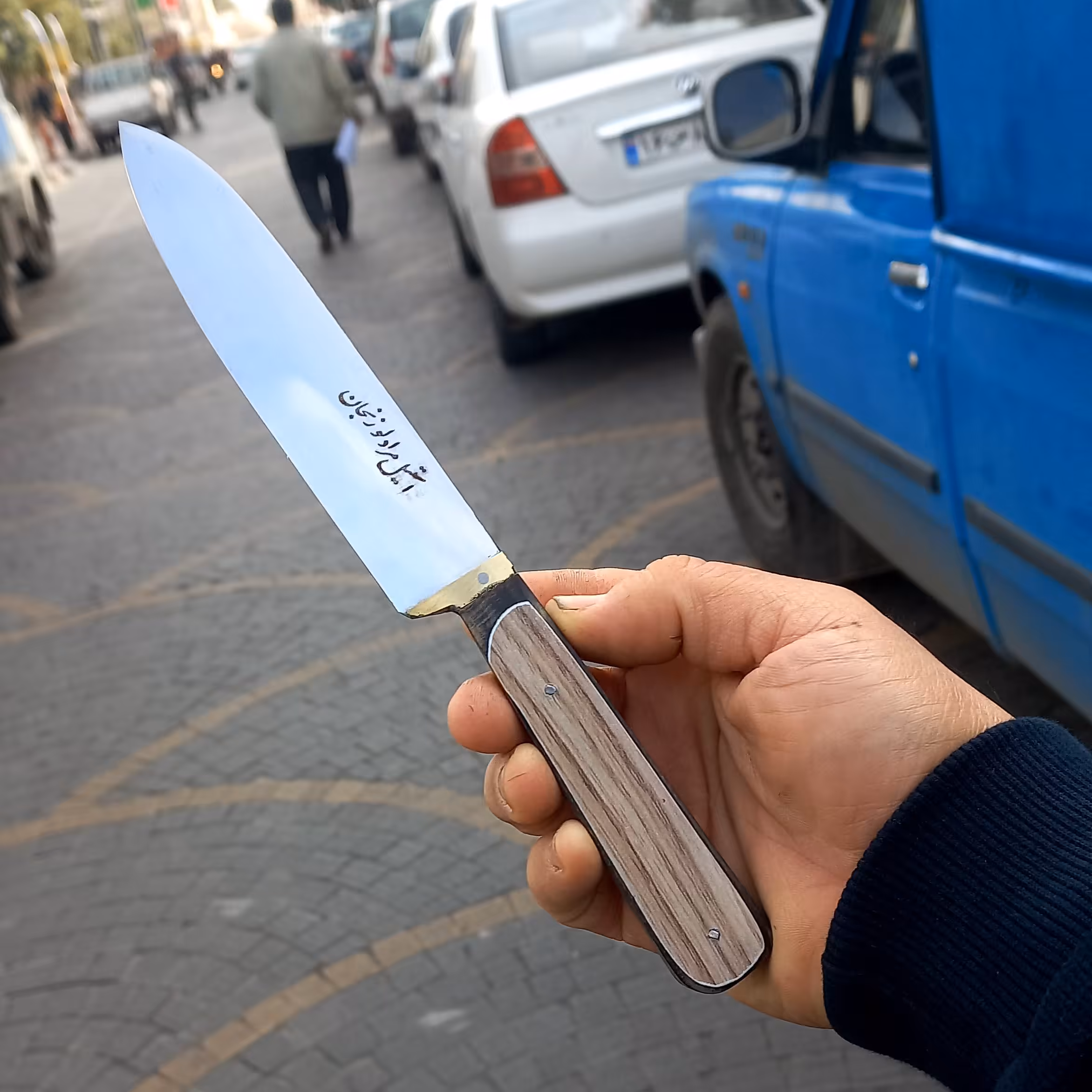 چاقو آشپزخانه سایز 2 جنس تیغه فولاد استیل ضد زنگ دسته کائوچو باربند برنج