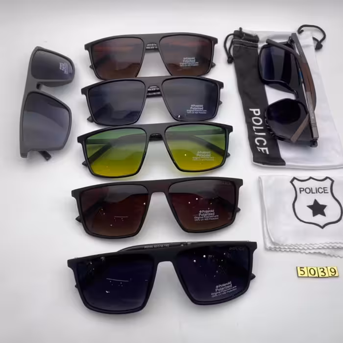 عینک آفتا بی  پلیس دسته چوب کد 5039 پلاریزه تلق 1/1 ؛همراه با کیسه ودستمال مخصوص پلیس 