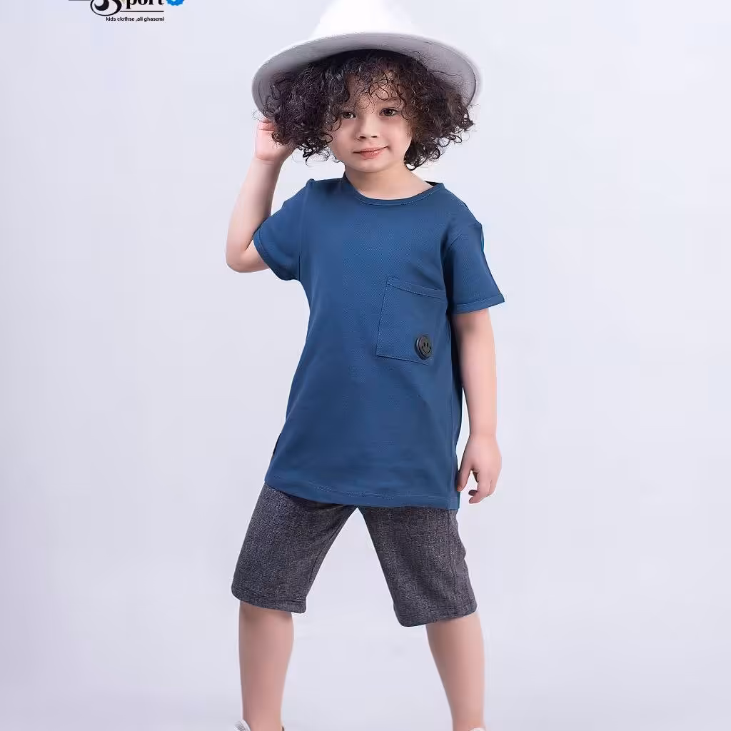 ست تیشرت شلوارک اسپرت سرانه جنس نخ پنبه در 4 رنگ شاد و 4 سایز