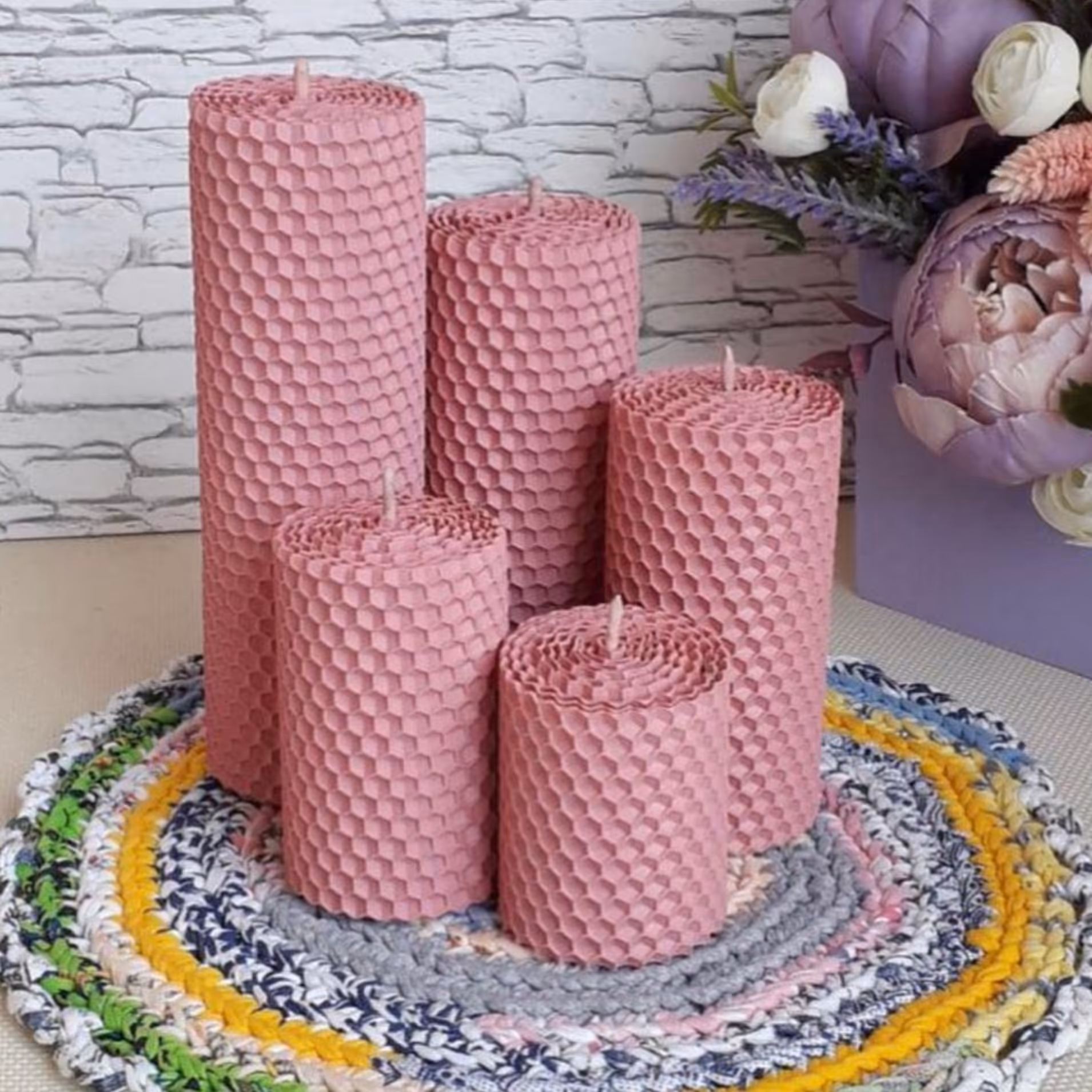 شمع موم عسلی(ست پنج تایی)