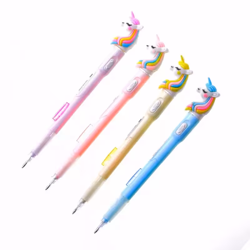 اتود فانتزی چراغ دار سیلیکونی یونیکورن نوک 0.5، مداد نوکی وارداتی باکیفیت