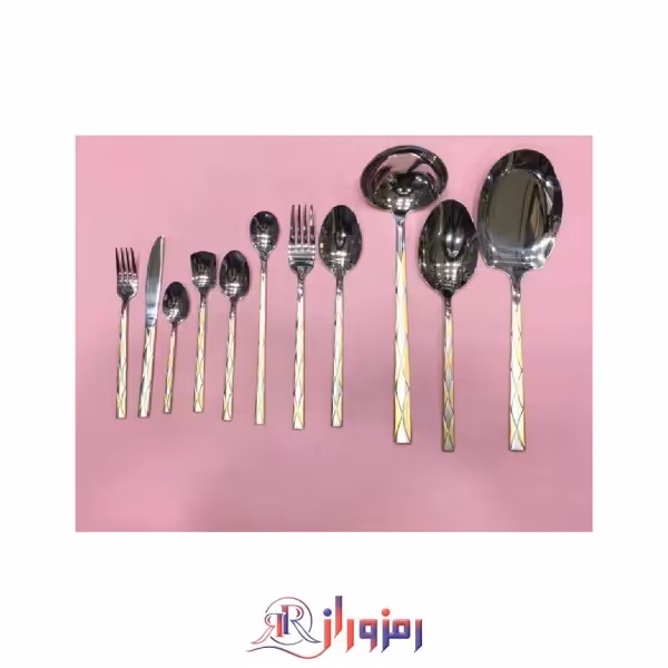 سرویس قاشق و چنگال 24  نفره 120 پارچه نیمه طلایی یونیک