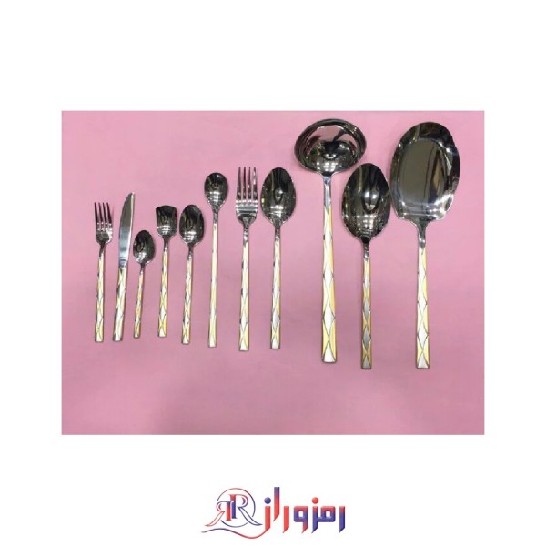 سرویس قاشق و چنگال 24 نفره 120 پارچه نیمه طلایی یونیک