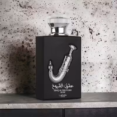 عطر ادکلن یونیسکس لطافه پراید عشق الشیوخ نقره ایی - ماندگاری و پخش بو عالی - جعبه هارد باکس