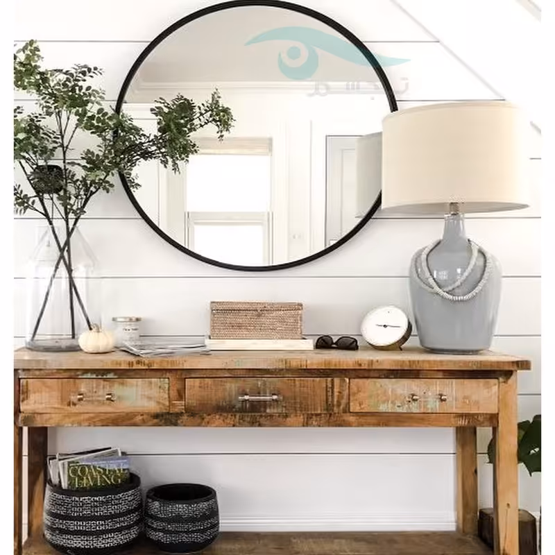 آینه تجسم گرد فریم فلزی سایز 80 مشکی(ارسال با باربری-پس کرایه) 