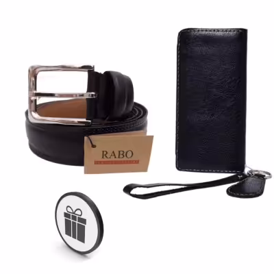 ست هدیه مردانه 3 تیکه شامل کیف موبایل کمربند جاکلیدی با کیفیت