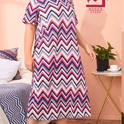 پیراهن راحتی طرح هفت و هشتی سایزبزرگ25089