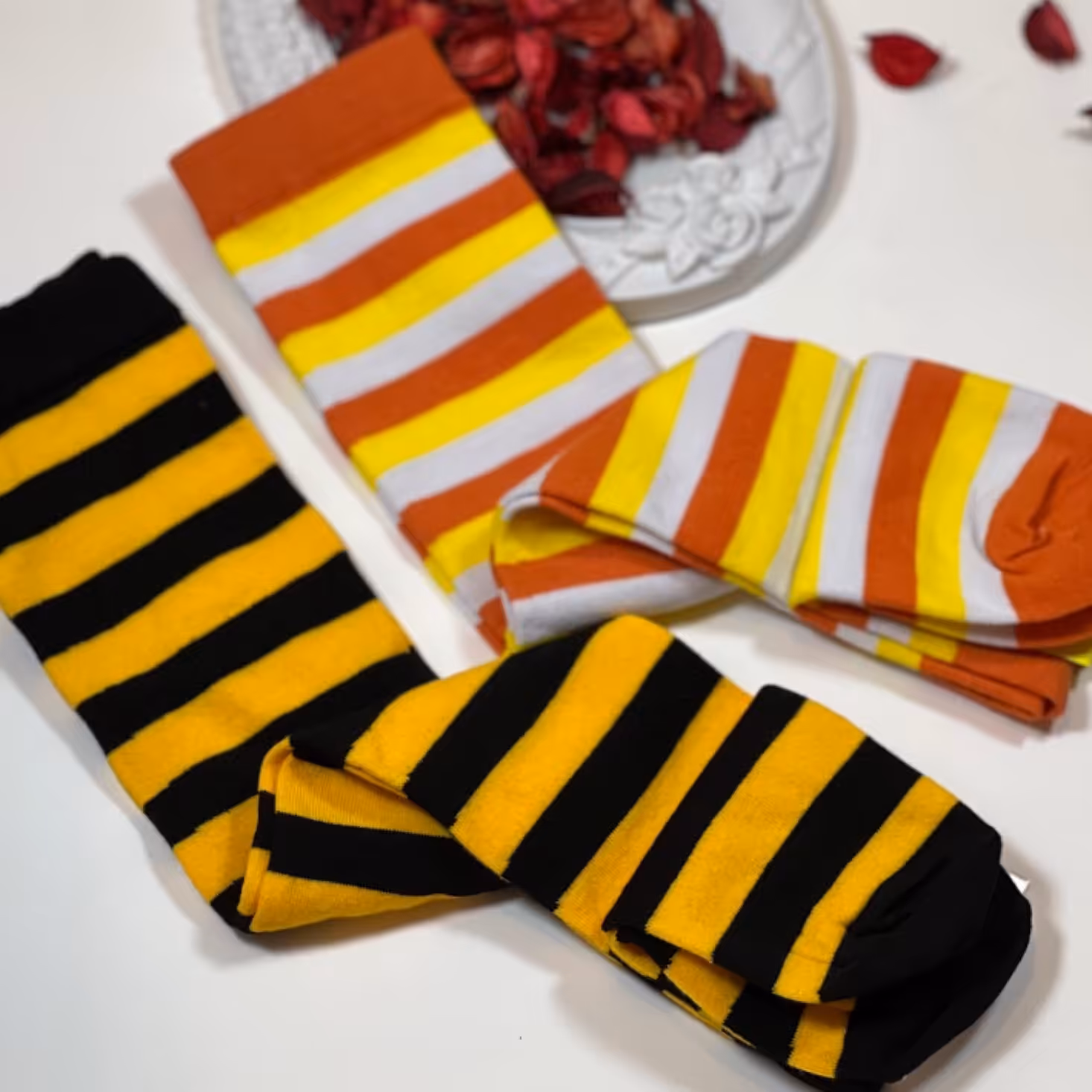 پک دوتایی جوراب ساق بلند راه راه