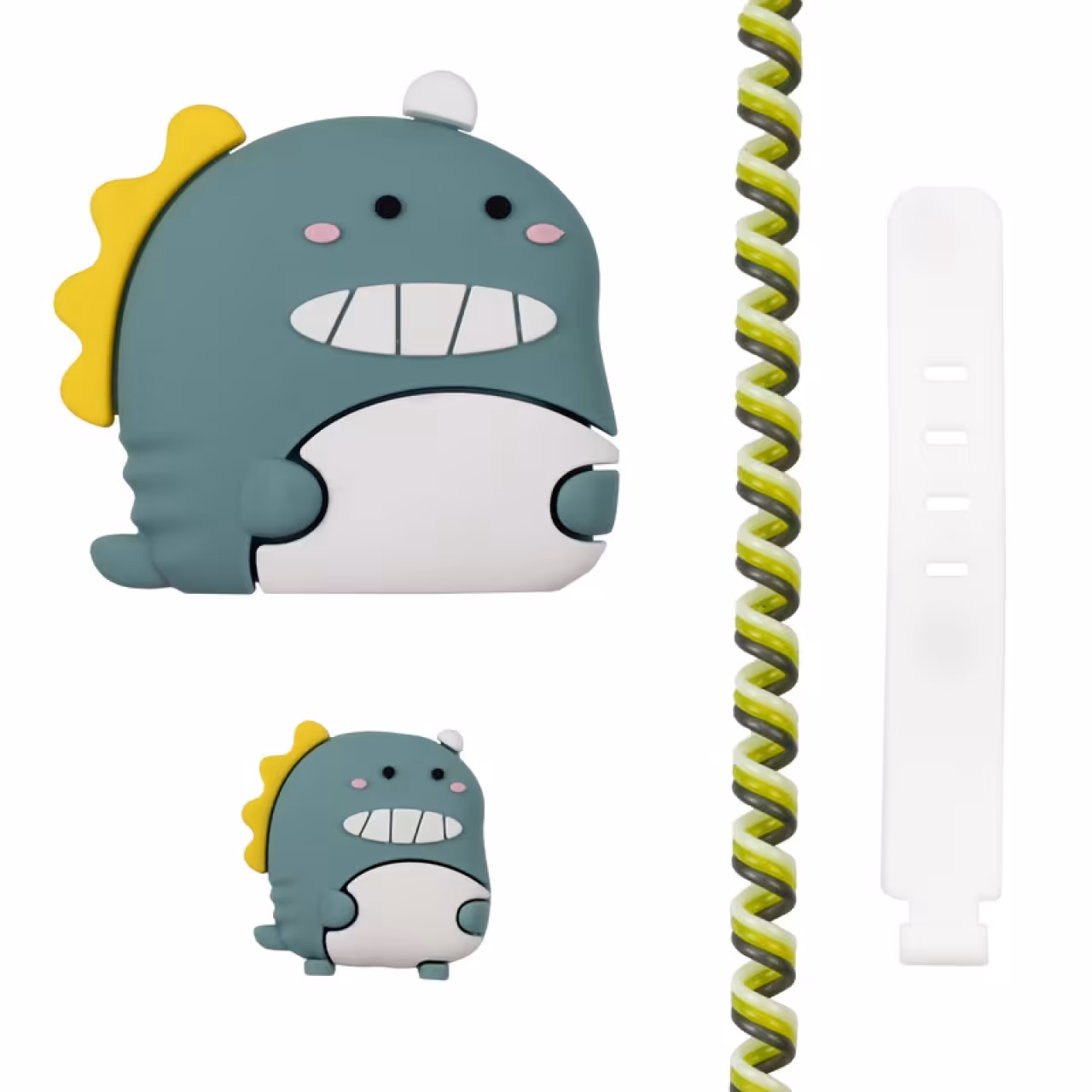 پک محافظ سیلیکونی کابل و آداپتور طرح دایناسور مناسب برای شارژر 20W اپل بسته چهار عددی