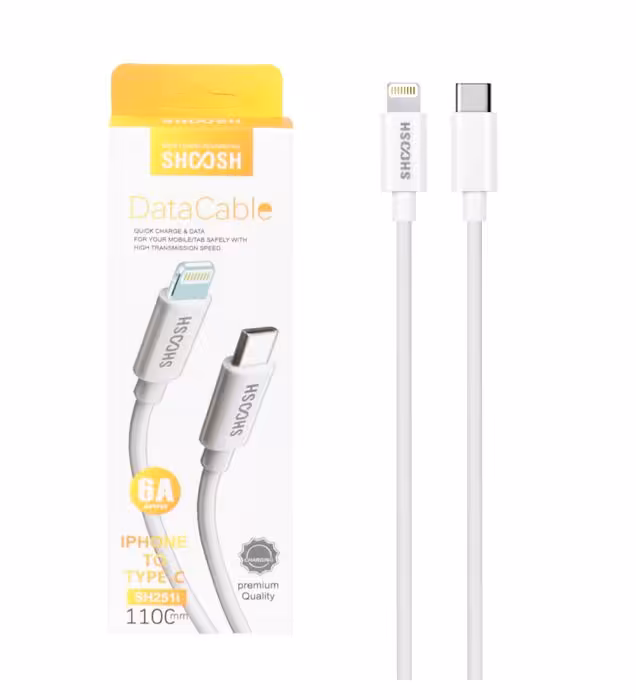 کابل شارژ 1.1 متری فست شارژ شوش Type-C to Lightning مدل SH251i