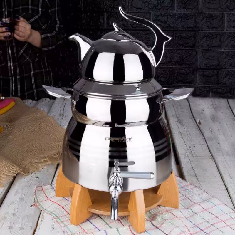 ست کتری قوری کروپ ست مدل آوینا نقرهای کد 203