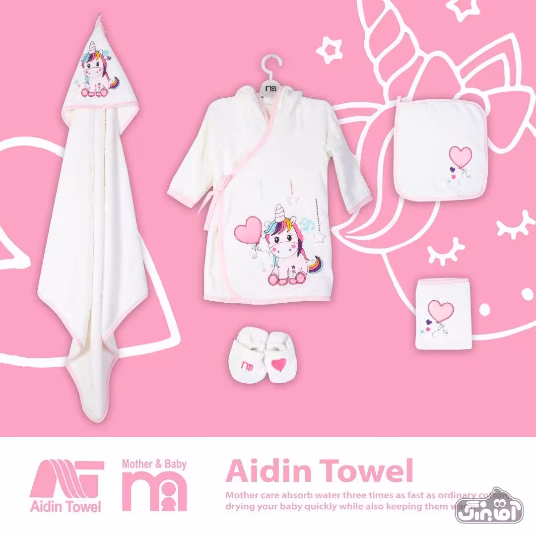 ‎ست حوله نوزادی مادرکر کیمونو یونیکورن