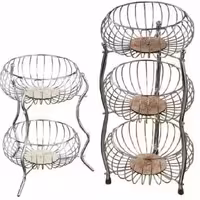 جای سیب زمینی و پیاز فلزی گرد سه طبقه