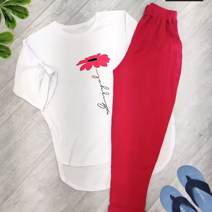 ست 7034 تیشرت شلوار پنبه سایز بزرگ ارسال رایگان رنگبندی 