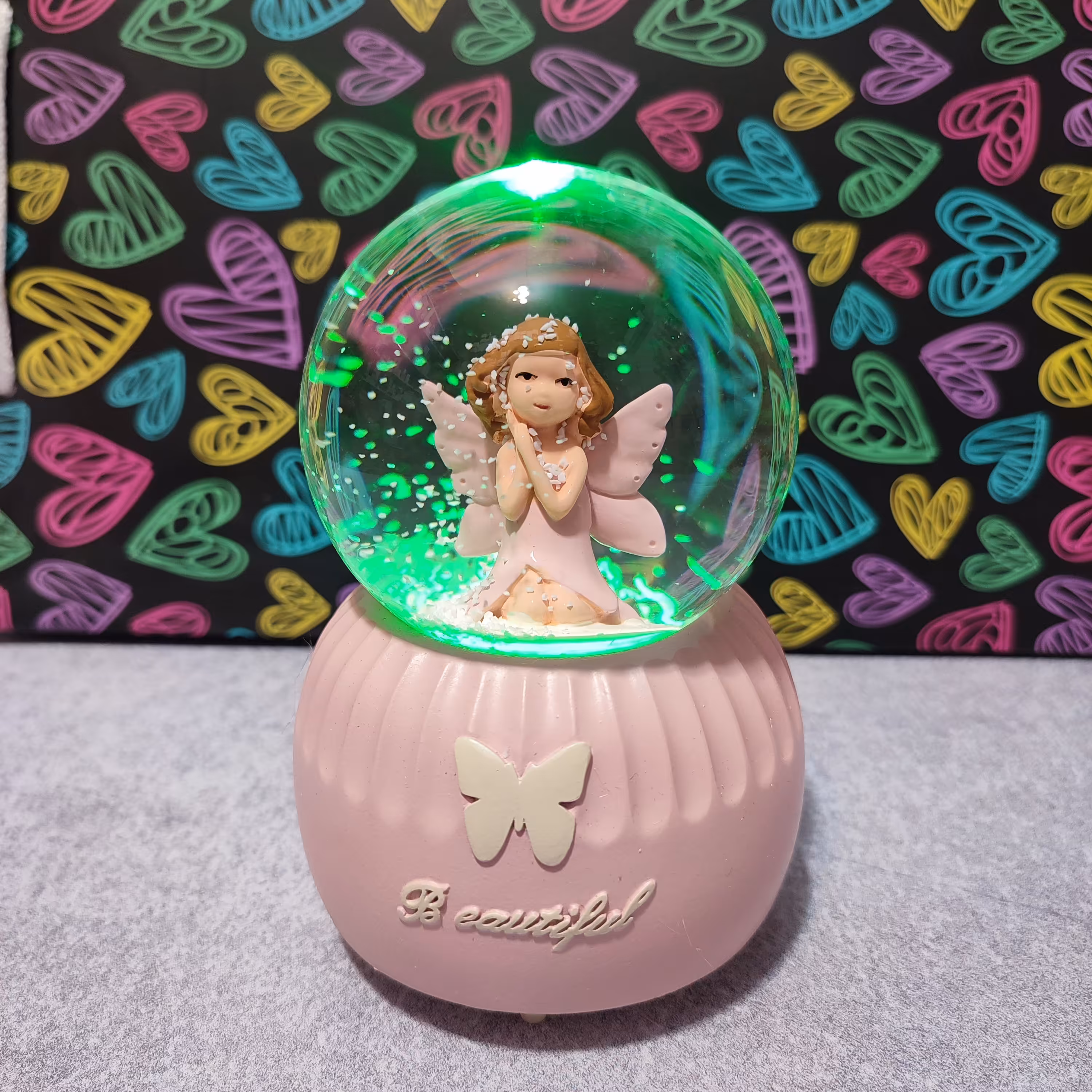 گوی موزیکال چراغدار دختر  فرشته صورتی 