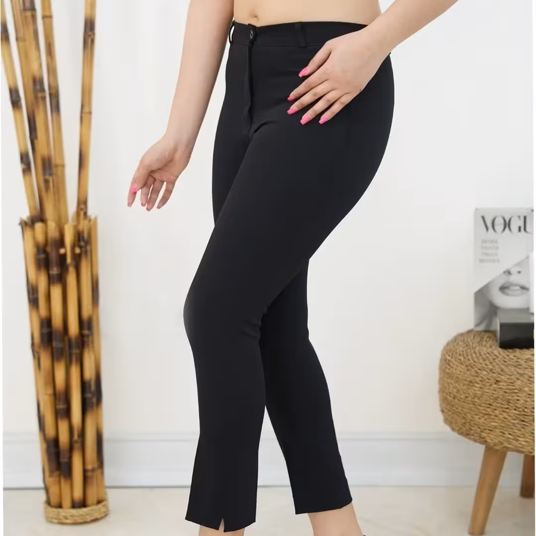 شلوار راسته چاکدار کرپ دابل