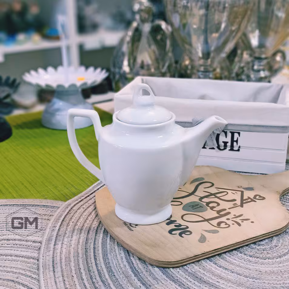 قوری دمنوش سرامیکی سفید مدل هتلی