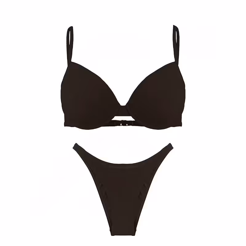 مایو شنا زنانه دوتکه بیکینی فنردار IS مدل MODA ITALIA001   قهوه ای S