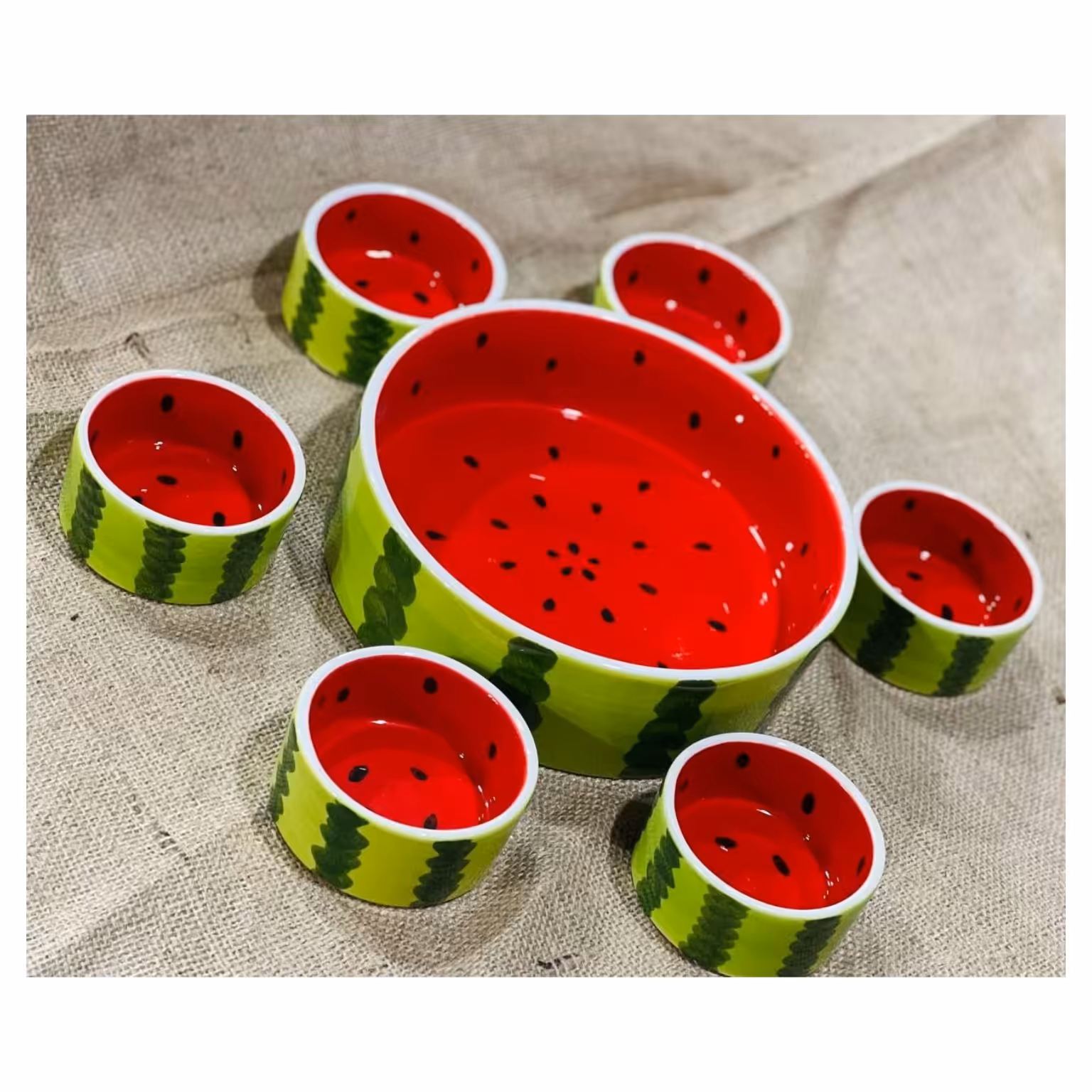 سرویس هفت تکه هندوانه و انار 
ساخت ایران سرامیکی 
