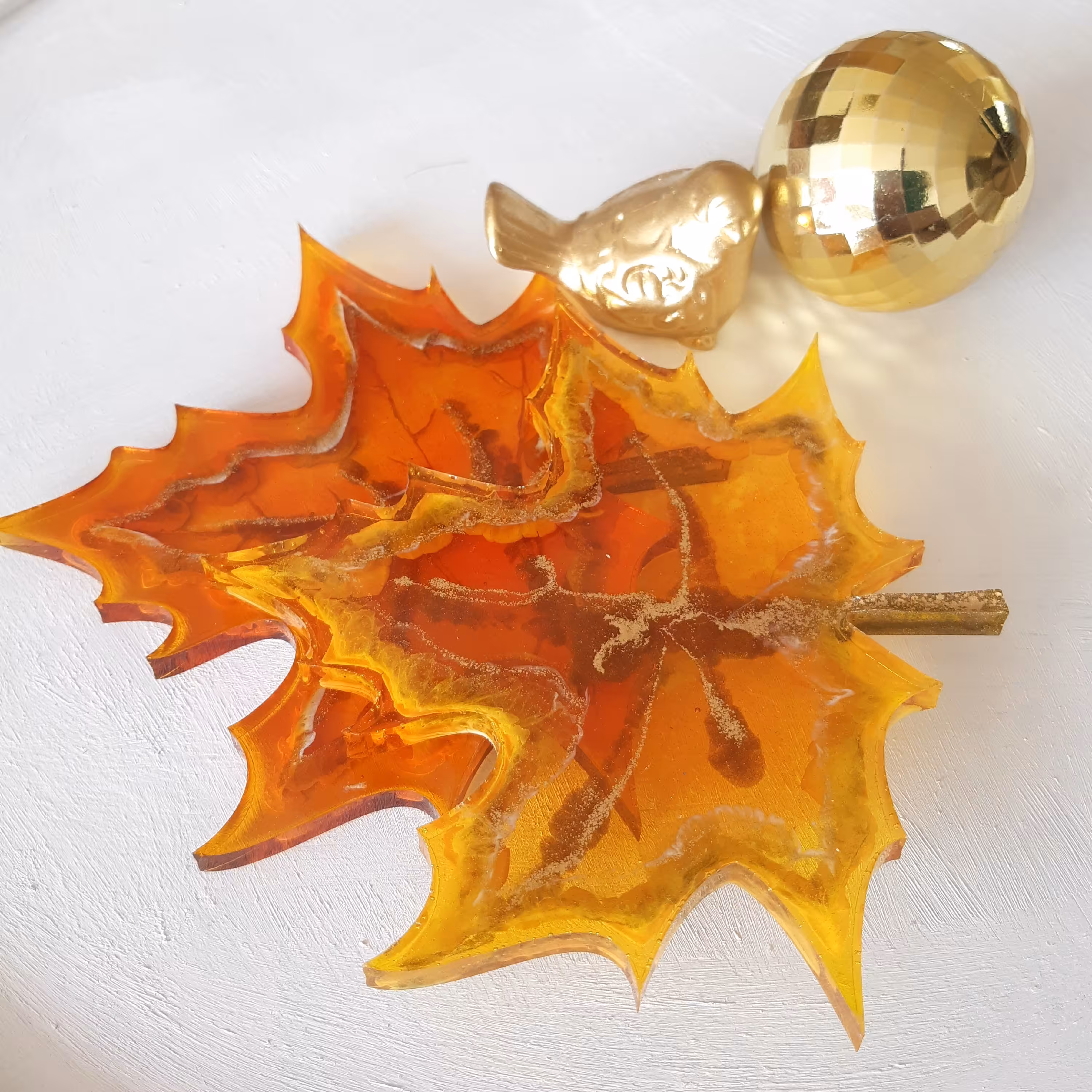 زیرلیوانی رزینی، طرح برگ پاییزی، جفت، قطر 12