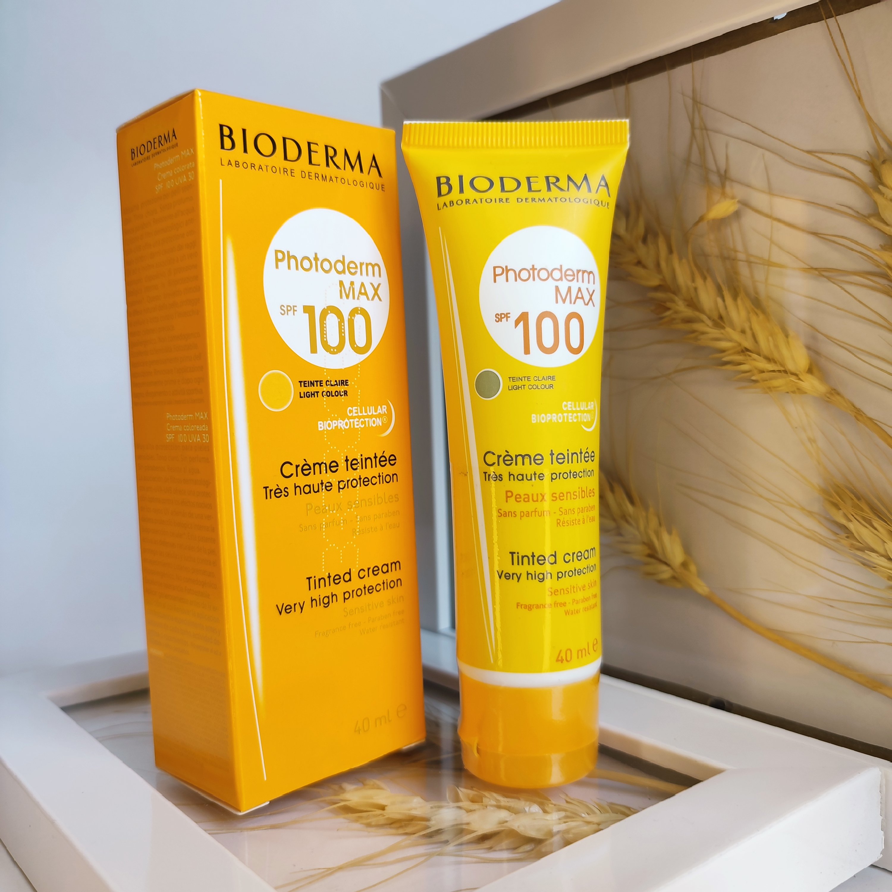 کرم ضد آفتاب بیودرما رنگی spf 100 با کیفیت ( مخصوص پوست خشک ضدلک و ضدچروک )