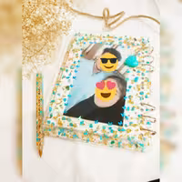 کلاسور  رزینی فیروزه و ورق طلا با عکسهای خاطر انگیز خودتون