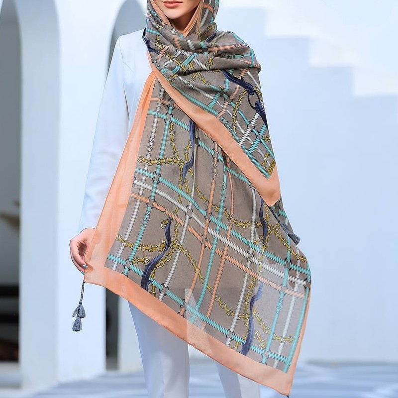 شال نخی طرح زنجیری