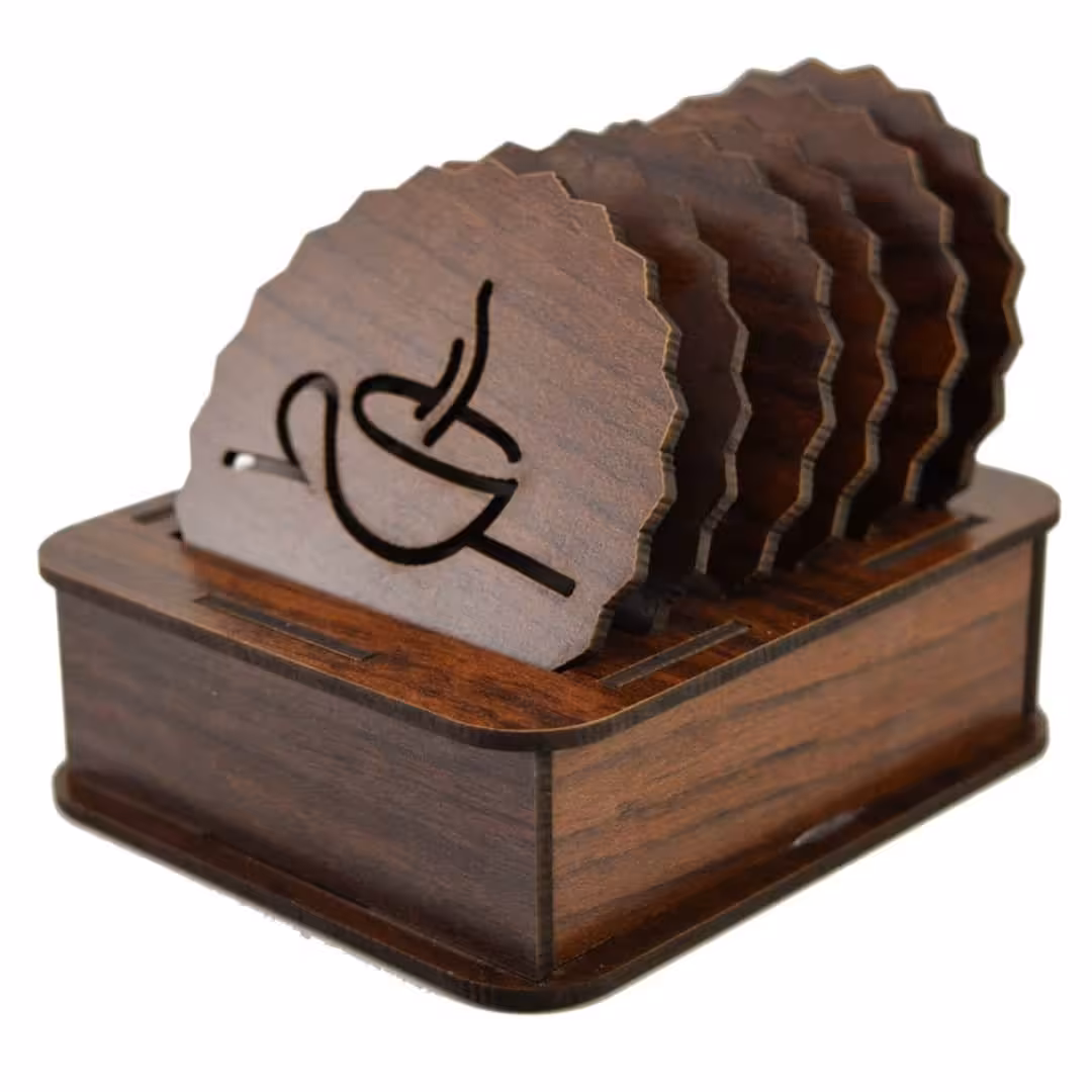 زیرلیوانی همراه پایه شامل 7 تکه، 8در8 سانت، 12 رنگ مختلف