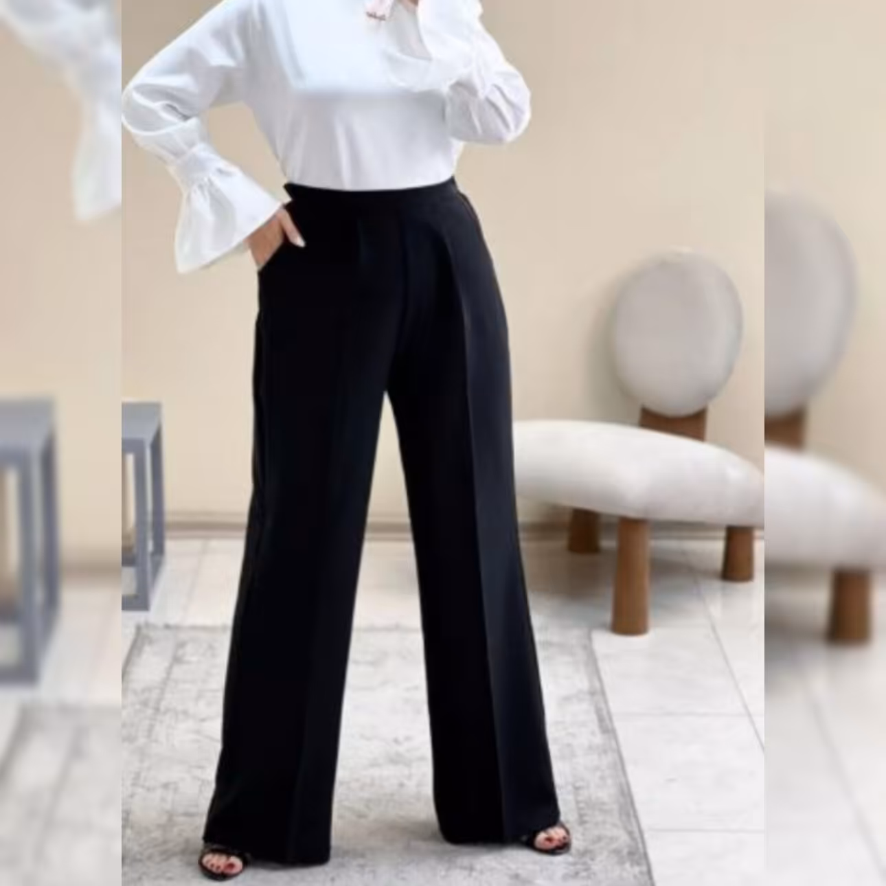 شلوار بگ جنس مازراتی رنگ مشکی سایز 40 ، 42، 44، 46 ، 48