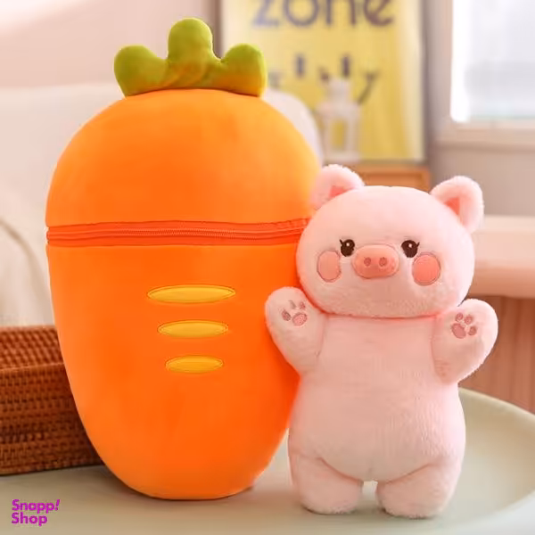 عروسک طرح خوک سورپرایزی مدل هویج کد JM110 ارتفاع 30 سانتی‌ متر