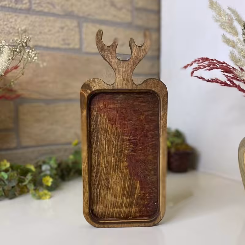 زیر لیوانی شاخ گوزنی  مستطیل  چوب روس  پک 6عددی باهم