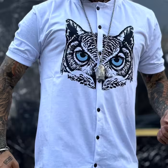 تیشرت بیسبالی طرح جغد در دو رنگ 