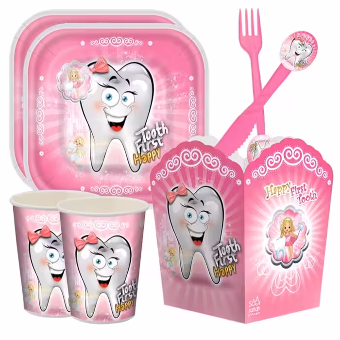 پک تولد تم دندون صورتی66تیکه