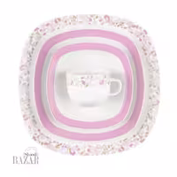 سرویس 98 پارچه چینی زرین طرح ولوت صورتی 12 نفره