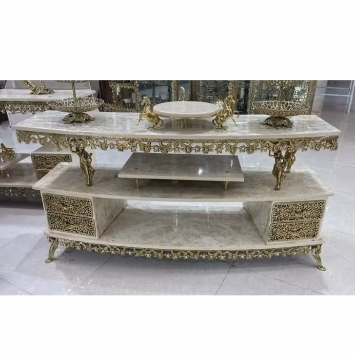 میز تیوی برنزی لاکچری