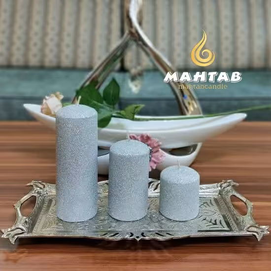 ست 3 عددی استوانه سرمحدب اکلیلی نقره ای