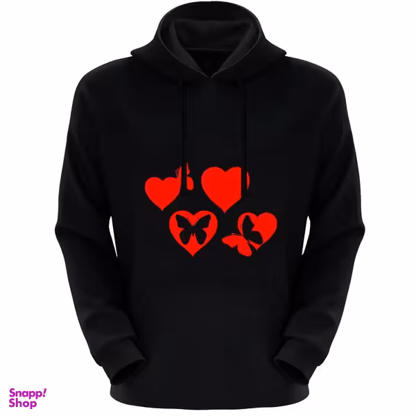 هودی زنانه مدل قلب X1608 رنگ مشکی