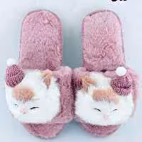 دمپایی پشمی روفرشی جلوباز سری گربه چشم بسته